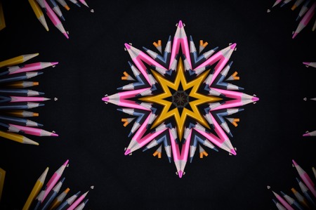 abstract colour pencil background,created technique from colour pencil ,black backgroundの写真素材