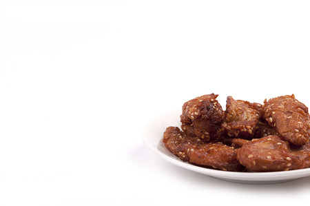 Fried Banana on white backgroundの写真素材