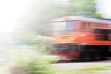 thailand train with motion blurの写真素材