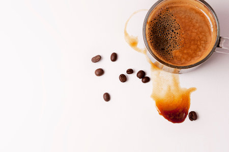 close up of a Espresso coffee cup on wooden backgroundの写真素材