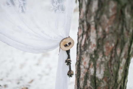 Part of wedding arch decoration at winter weddingの写真素材