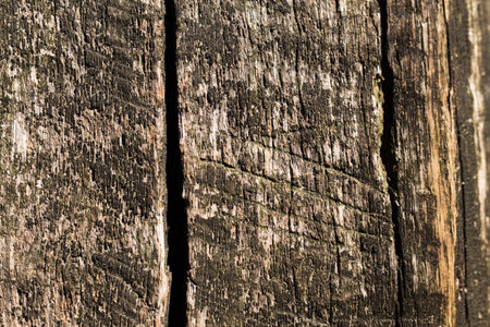 Background of rustic wooden planks, natural background, boards  of wood. Brown color. Old cracked split wood. Nice rough texture. Plenty of copy space for text or picture.の写真素材