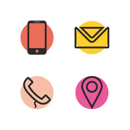 Contact information icon set flat style vector illustrationのイラスト素材