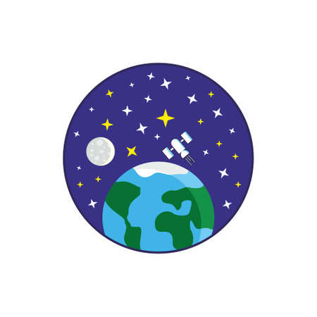 Space, Earth, moon and stars vector illustrationのイラスト素材