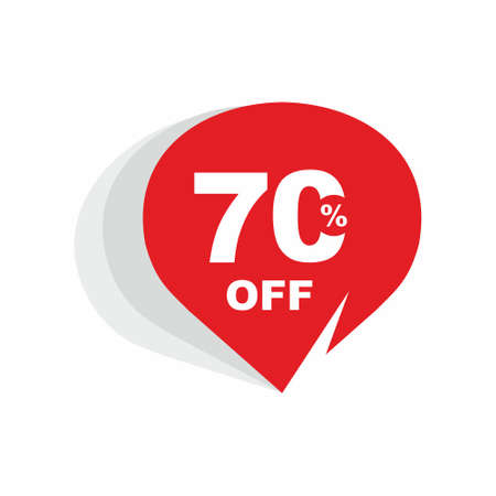 70% OFF Discount Sticker. Sale Red Tag Isolated Vector Illustration. Discount Offer Price Label, Vector Price Discount Symbol.のイラスト素材