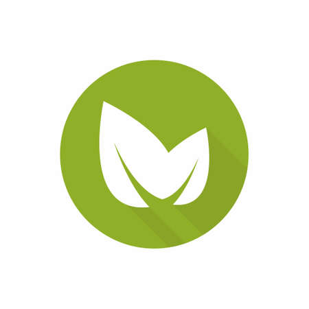 Green Leaf icon flat style vector illustrationのイラスト素材