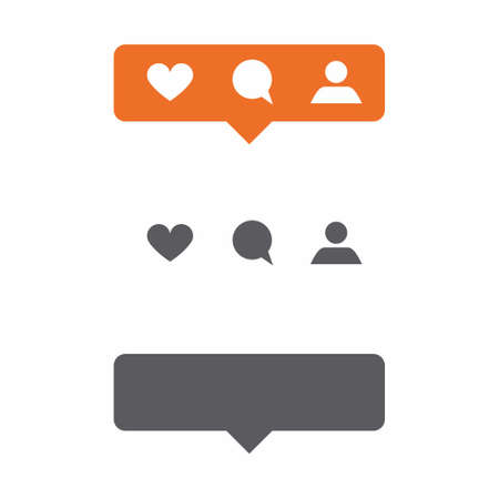Social network icon set. Like, comment, follow.のイラスト素材
