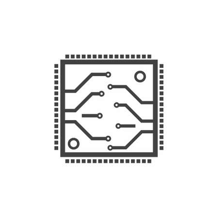 Computer chip icon flat style vector illustrationのイラスト素材