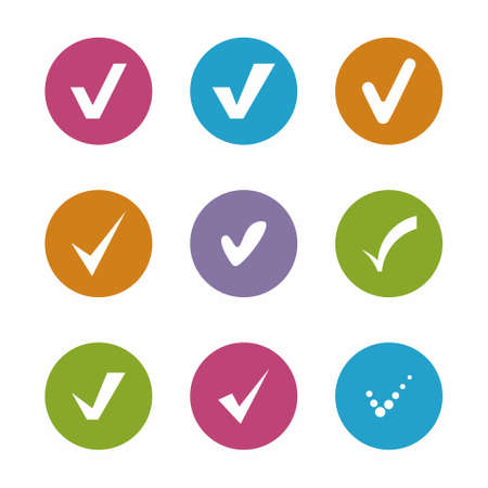 Check mark icon set flat style vector illustrationのイラスト素材