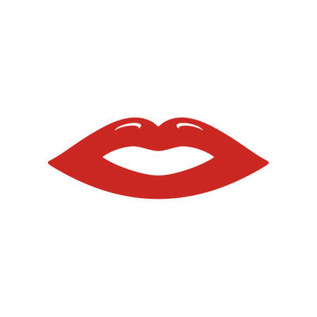 Red lips icon flat style vector illustrationのイラスト素材
