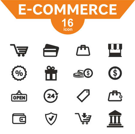 Ecommerce icon set flat style vector illustrationのイラスト素材