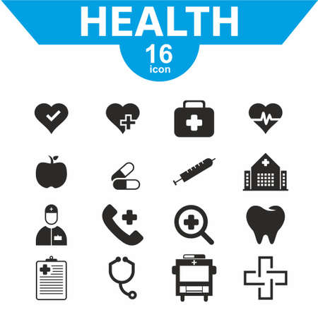 Health Icon set flat style vector illustrationのイラスト素材