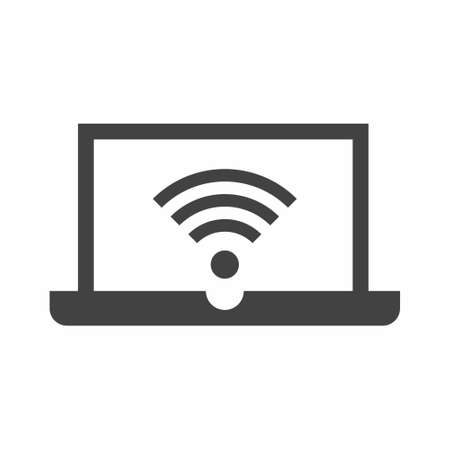 Notebook wifi icon flat style vector illustrationのイラスト素材