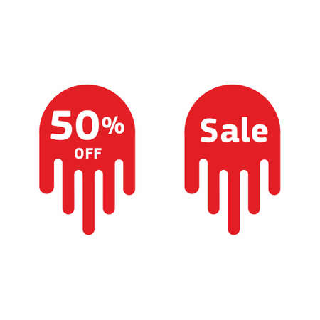 Special offer sale red tag 50 off isolatedのイラスト素材