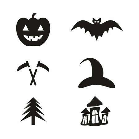 Happy halloween icon set flat style vector illustrationのイラスト素材