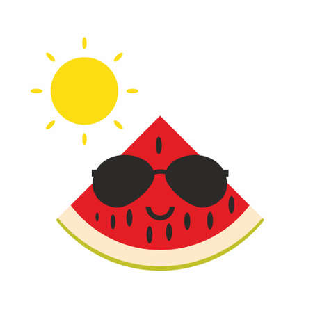 Watermelon and sun icon vector illustration on white backgroundのイラスト素材