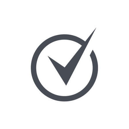 Check Mark Sign icon in flat style on white background vector illustrationのイラスト素材