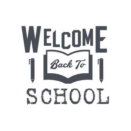 Welcome Back to school in flat style on white background vector illustrationのイラスト素材