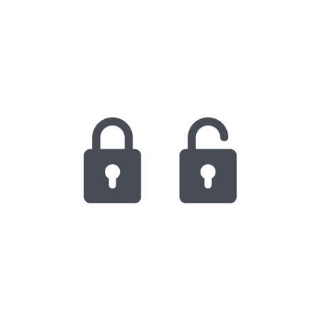Lock icon in flat style on white background vector illustrationのイラスト素材