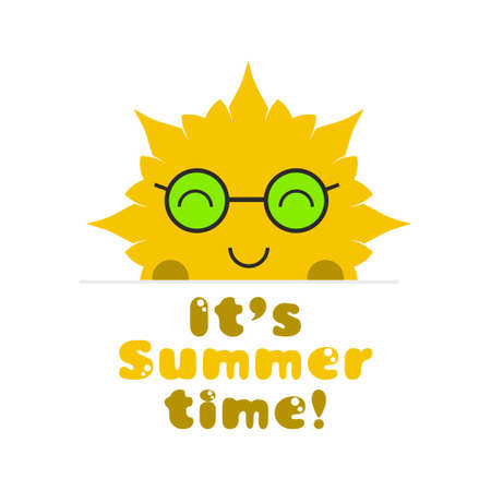 It's Summer time! Cute sun vector illustration on white backgroundのイラスト素材