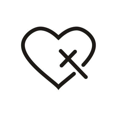 Heart line icon in flat style on white background vector illustrationのイラスト素材