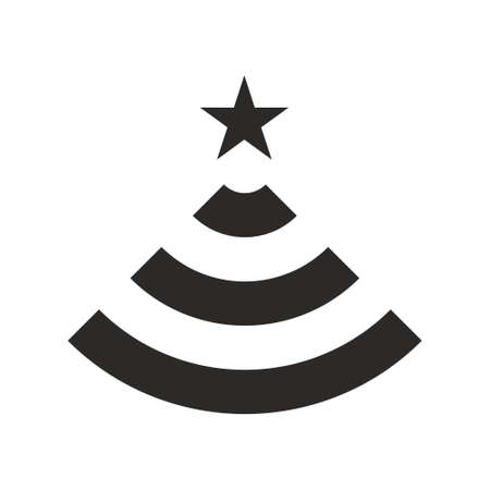 Wifi Christmas tree icon in flat style on white background vector illustrationのイラスト素材
