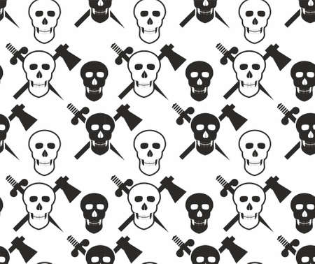 Skulls seamless pattern vector backgroundのイラスト素材