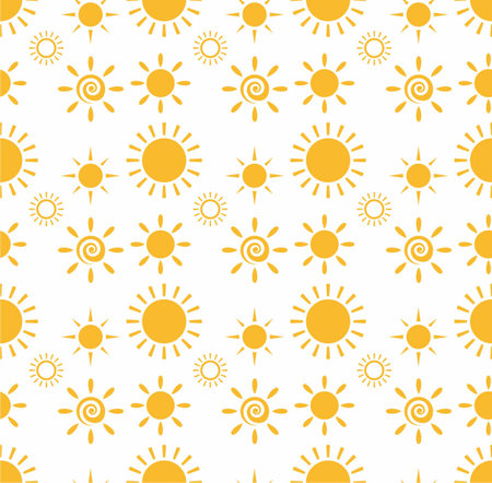 Yellow Sun Summer seamless Pattern background vector illustration