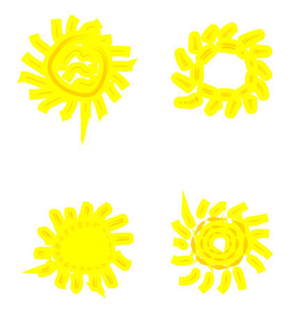 Brush paint sun Icon set on white background vector illustrationのイラスト素材