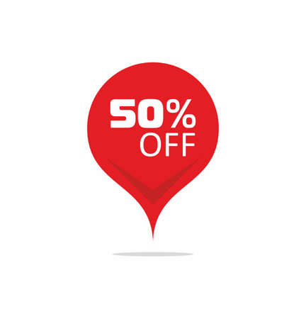 50% OFF Red sale banner on white background vector illustrationのイラスト素材