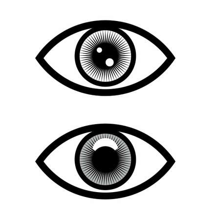 Eye icon set in flat style on white background vector illustrationのイラスト素材