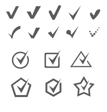 Check mark icon set in flat style on white background vector illustrationのイラスト素材