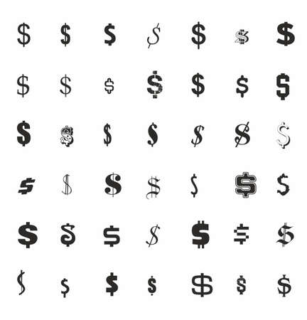 Dollar icon set in flat style on white background vector illustrationのイラスト素材