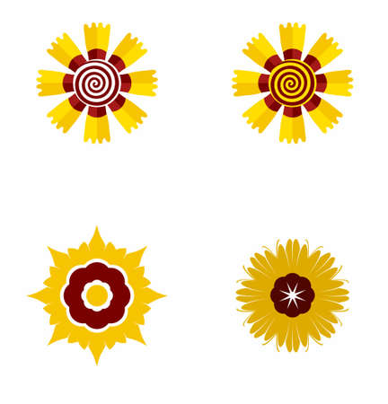 Flower icon set on white background vector illustrationのイラスト素材