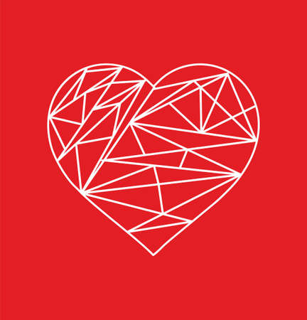 Heart icon in tech style on red background vector illustrationのイラスト素材
