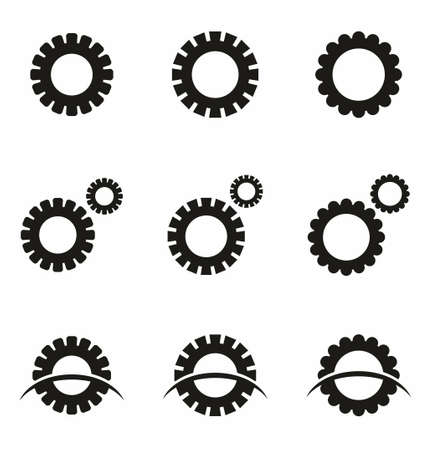 Gear icon set in flat style on white background vector illustrationのイラスト素材