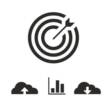 Marketing target icon set in flat style on white background vector illustrationのイラスト素材