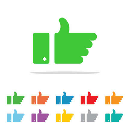 Thumb Up icon set in flat style on white background vector illustrationのイラスト素材