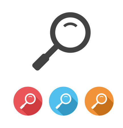 Magnifying glass icon set in flat style on white background vector illustrationのイラスト素材