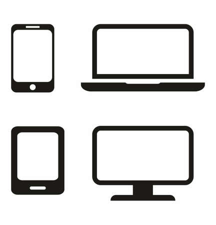 Digital devices icon set in flat style on white background vector illustrationのイラスト素材