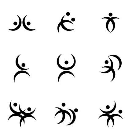People icon set in flat style on white background vector illustrationのイラスト素材