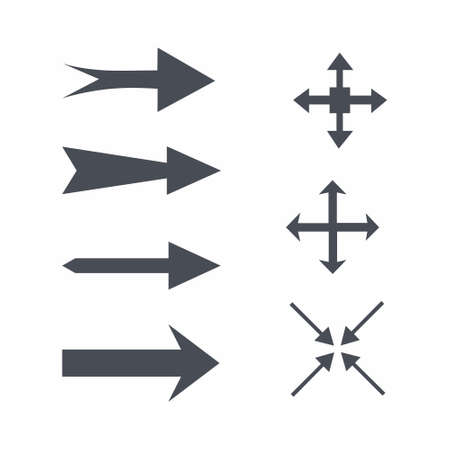 Arrow Icon set isolated in flat style on white background vector illustrationのイラスト素材
