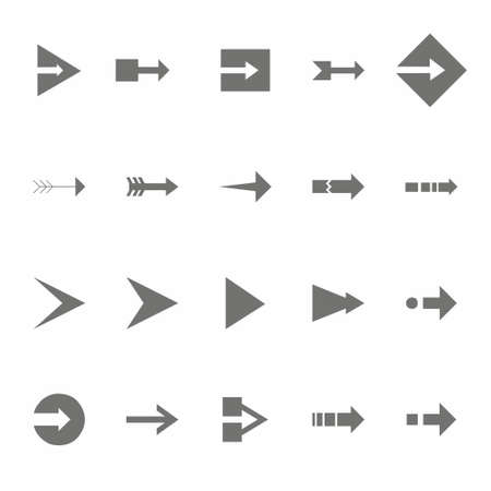 Arrow Icon set isolated in flat style on white background vector illustrationのイラスト素材
