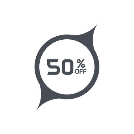 50% OFF discount icon on white background illustrationのイラスト素材