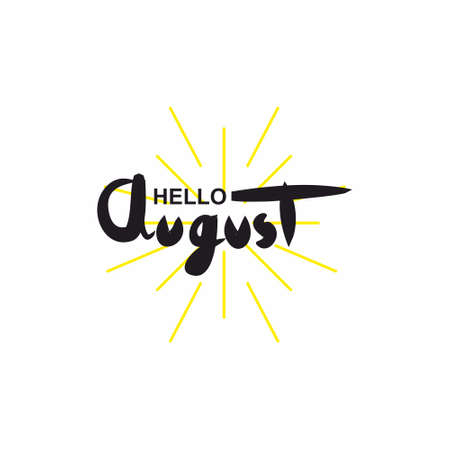 Hello august on white background vector illustrationのイラスト素材