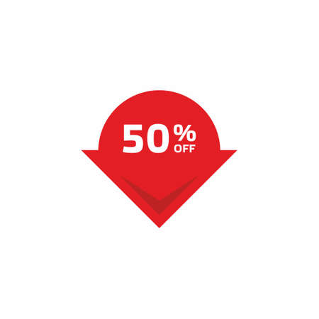 50% OFF discount icon on white background illustrationのイラスト素材