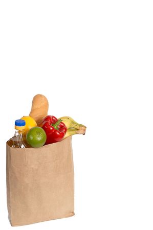 Vegetables,oil, bread and banana isolated on a white background.の写真素材