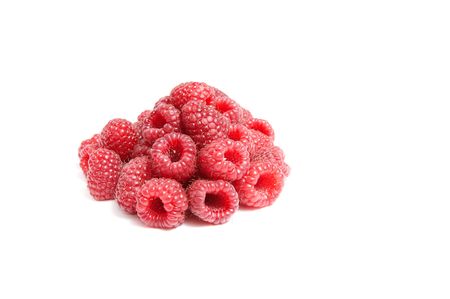 Ripe,juicy raspberries isolated on a white background.の写真素材