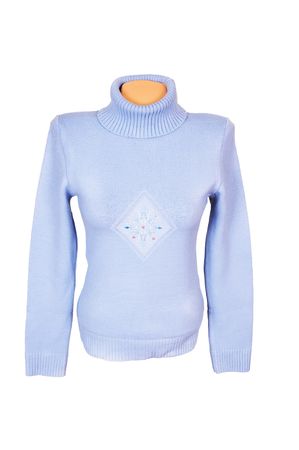 Wonderful blue sweater with little stones isolated on a white background.の写真素材