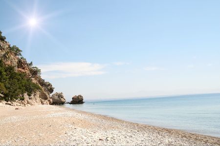 The calm year morning on sea by summer.の写真素材